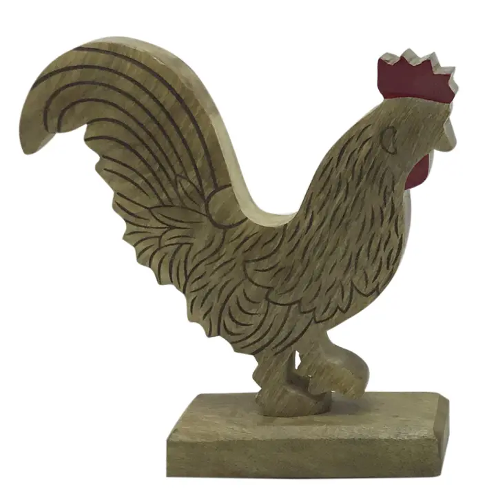 CAPRILO REGALOS & DECORACIÓN Figura Decorativa de Madera "Gallina Cresta Roja ". Adornos y Esculturas. Animales. Regalos Originales. Decoración Hogar.  25 x 5,50 x 26 cm - 1