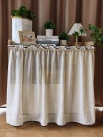 Cortinas Japanese Beige Con Rayas Y Borde Negro Translúcidas Para Cocina Partition De Privacidad Cortina Voile Corta Decoración De Hogar - details 1