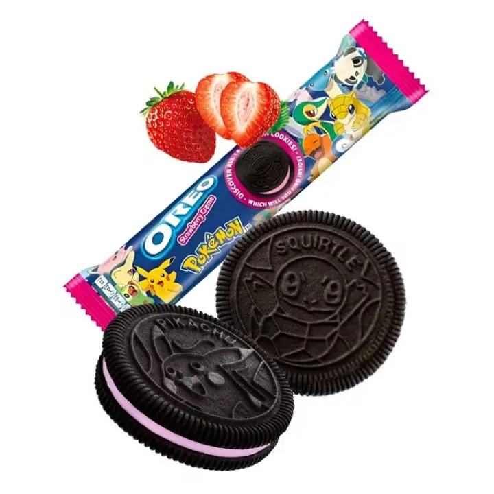 Galletas OREO POKEMON rellenas de crema DE FRESA : - 1