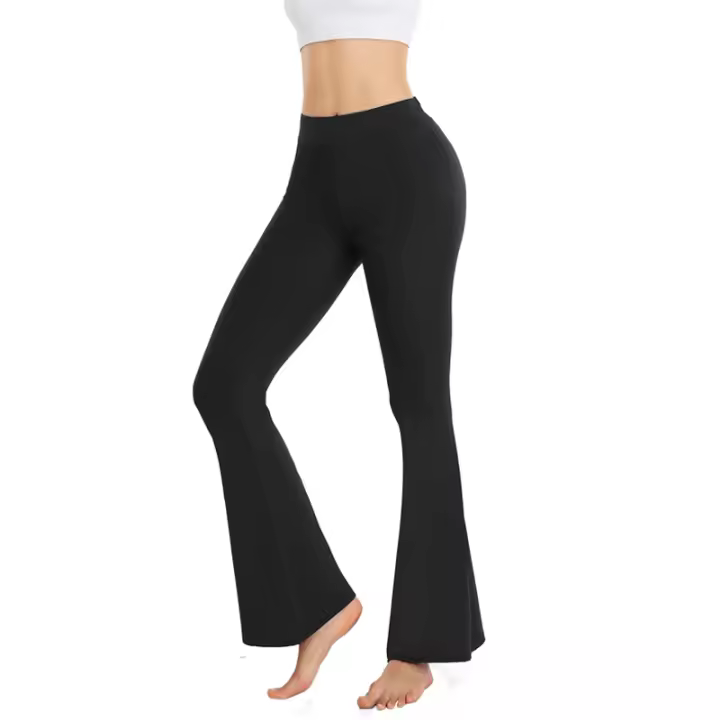 Pantalones De Yoga Para Mujer Con Cintura Alta Y Pierna Flare Cross over Leggings De Piso Ancho Para Gimnasio Y Ropa Casual - 1