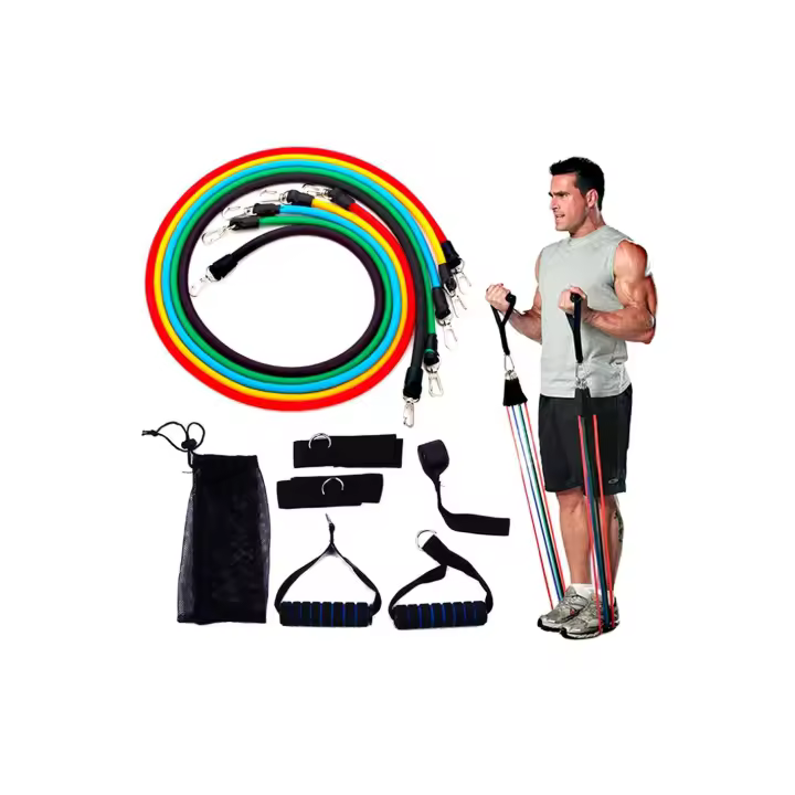 Mediawave Store Set de Entrenamiento y Rehabilitación Bandas Elásticas y Correas 5 Niveles Resistencia - 1
