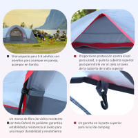 Outsunny Tienda de Campaña para 5-6 Personas Impermeable 3000mm+ Prueba de UV con Bolsa de Transporte y Gancho para Luz de Camping 455x230x180 cm - details 4