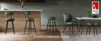 VASAGLE EKHO Colección - Juego de 2 Taburetes de Bar, Sillas Giratorias de Barra con Respaldo, Cuero Sintético con Costuras, Moderno Siglo Medio, Altura 76 cm, Barra Cocina, Negro Tinta/Marrón Caramelo - details 0