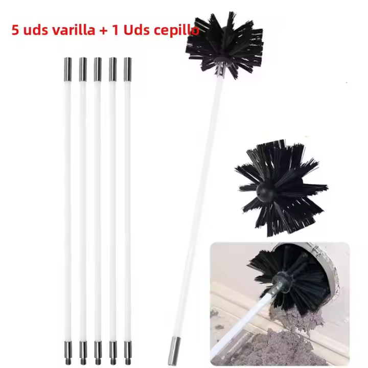 Kit De Limpieza De La Chimenea Flexible Con Cepillo Y Varas De Limpieza De Soot Herramienta De Limpieza De Nylon Para Flues - 1
