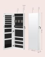 Espejo Joyero de Pared sin Marco con Cerradura, Incluye 2 Organizadores de Cosméticos y Llaves, Blanco o Marrón - details 8