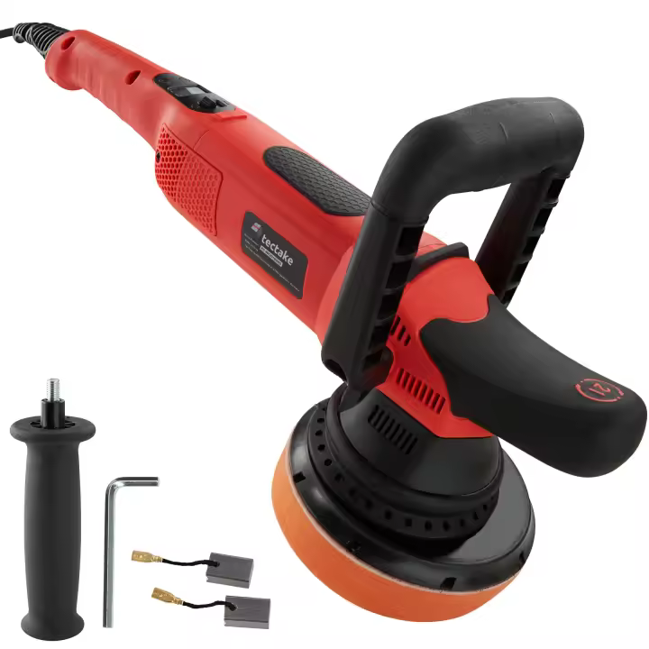 Tectake - Pulidora excéntrica K7250B | Idóneo para pulir, encerar y abrillantar | Diseño delgado con una buena distribución del peso | Regulable digitalmente, amplio rango de revoluciones - 1