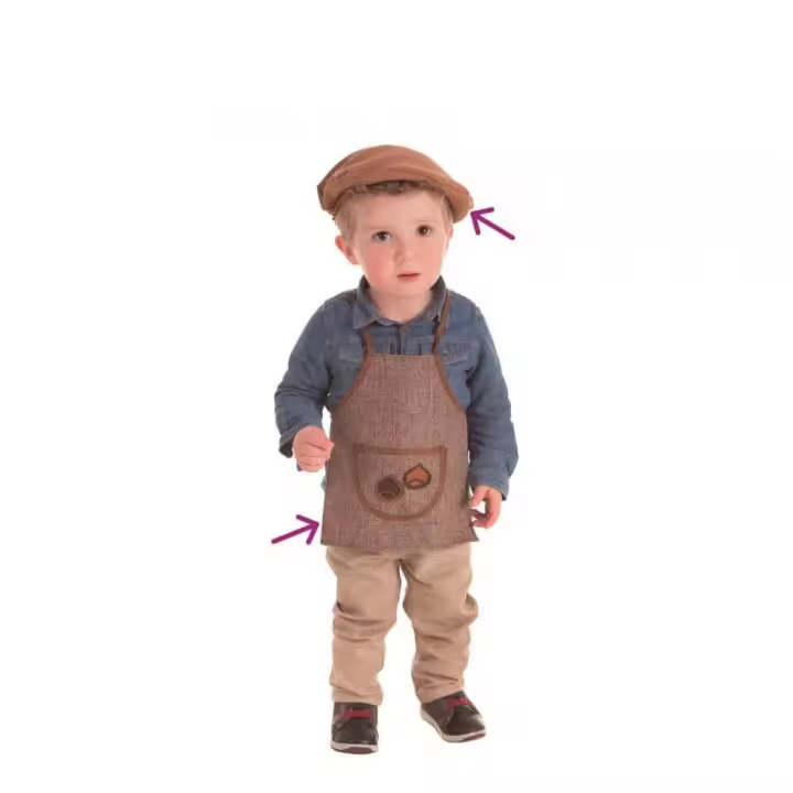 Creaciones Llopis Kit de Castañero Otoño para bebé: Delantal y Boina - 1