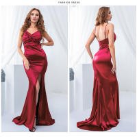 Vestido De Noche Elegante Para Mujer En Satén Verde Esmeralda Con Tirantes Spaghetti Cuello V Y Lazo Vestido De Boda Y Fiesta De Mujer Longitud Del Piés Traje De Novia - details 8