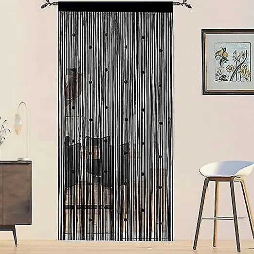 Beaded Door Curtains (black 100 * 200cm), Flying Curtains For Doors, Windows, Room Partitions, Doorway Panels, Living Room Closet Curtains - 1