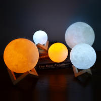 Lámpara De Luna Recargable 15cm 3D Impresión Luz De Noche LED Con Interruptor Táctil Decoración Para Dormitorio Colorido - details 10