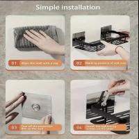Estante De Baño Sin Perforar Soporte Para Shampoo Organizador De Baño De Aluminio Cuadrado Montado En La Pared Accesorio Para Cocina - details 7