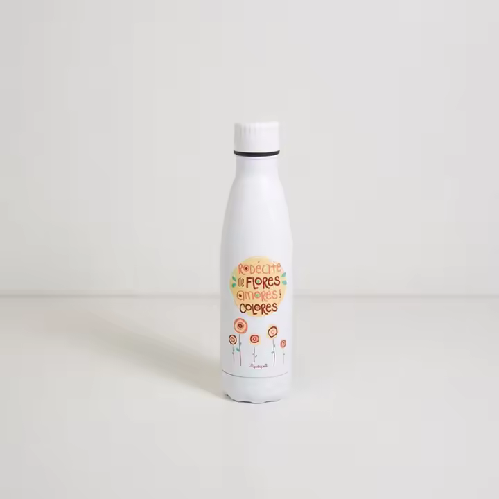 YOSIQUESE Botella solidaria especial | Modelo: 'Flores, amores y colores' | Productos y regalos solidarios hechos por personas con discapacidad - 1