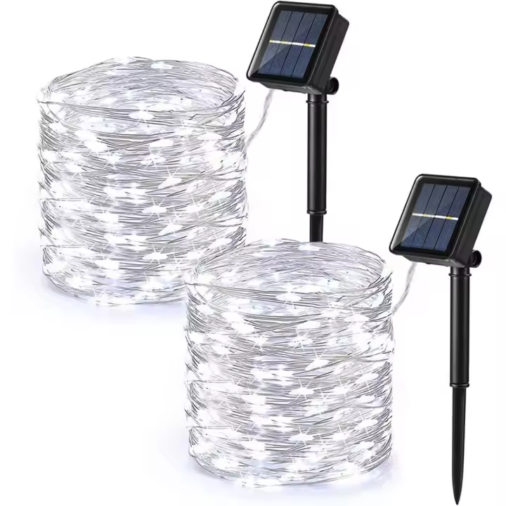 Guirnalda de luces Solares para Exterior (2 unidades, 44 M, 400 LEDs), impermeable, Blanco frío - 1