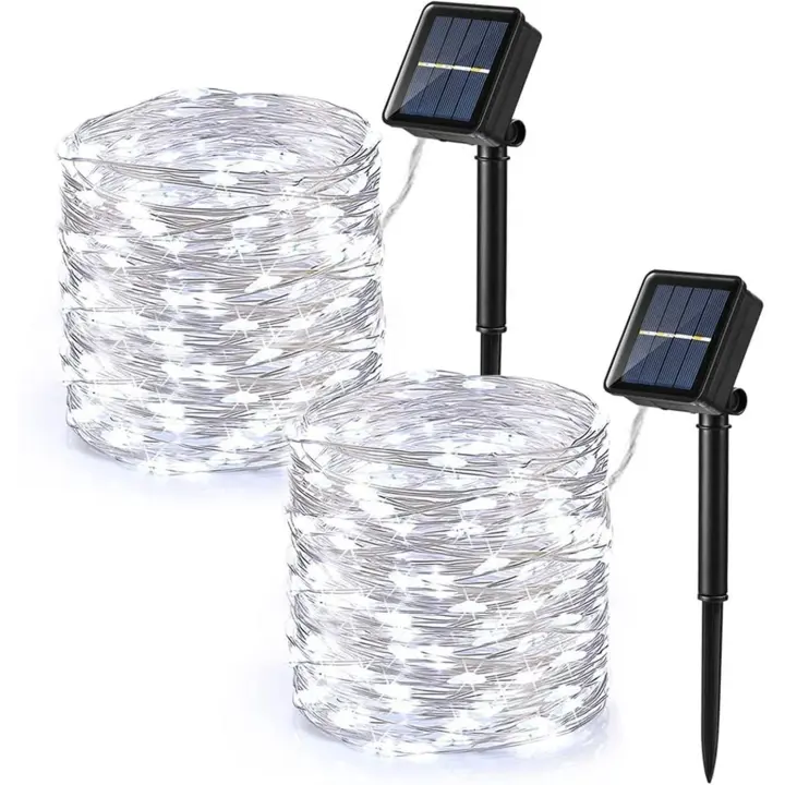 Guirnalda de luces Solares para Exterior (2 unidades, 44 M, 400 LEDs), impermeable, Blanco frío - 1