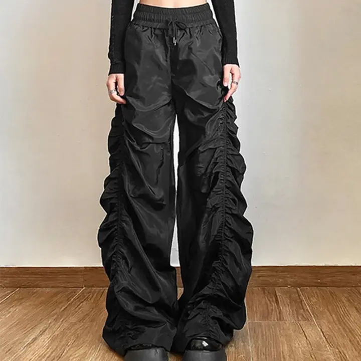 Pantalones Anchos De Pierna Con Cintura Alta Para Mujer Moda Personalizada Autoconfianza Avanzada Estilo Casual Ajustados - 1