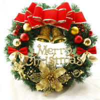 Adorno De Navidad 30CM Wreath Para Puerta Decoración Verde Con Flores Y Estrellas Adecuado Para Puerta De Entrada - details 1