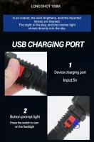 Linterna Táctica LED Recargable USB Con Pantalla De Energía Batería Integrada Luz Fuerte Resistente Al Agua Para Caza Y Camping - details 9