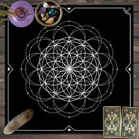 Mantel De Tela Para Cartas De Tarot 1pc Decoración De Juego De Cartas Pagan Con Fases De Luna Y Flores Estilo Pagan Para Atril Y Brujería - details 51