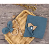 Juego De Toalla De Algodón Muselina Para Bebé Con Mordedor De León De Madera Y Cadena De Chupete Suave Para Recién Nacidos Unisex 0-1Años - details 15