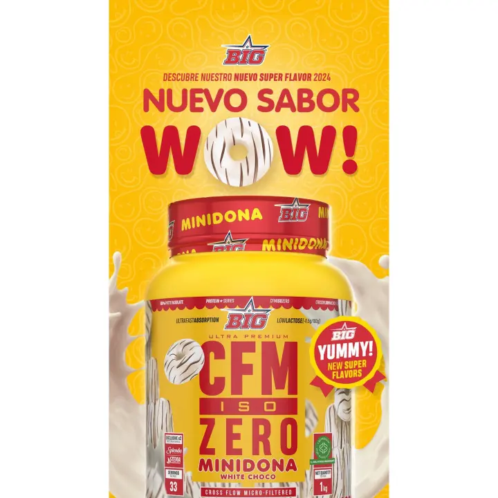 Big Proteína CFM ISO ZERO sabor Minidona - Aislado de Suero Premium 1kg  | Alta Pureza y Sin Lactosa - 1