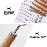 Kit De 10 PCS Brochetas De Acero Inoxidable Con Mango De Madera Para Barbacoa Asadores Y Campaña Funda De Almacenamiento Exterior - details 4