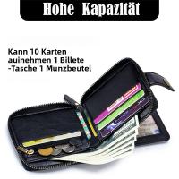 Cartera De Cuero Para Hombre Lujo Monedero Con Bolsillo Para Monedas Y Tarjetas Cierre De Cremallera Protección RFID - details 49
