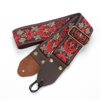 Correa De Guitarra De Lujo Ajustable Con Punta De Cuero Genuino Tejida De Algodón Con Bordado Para Electrico Acústico Bass Ukulele - details 4