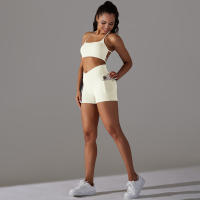 Shorts De Yoga Para Mujer Con Cintura Alta Y Bolsillos Diseño Cruzado Transpirables Y Secado Rápido Para Gimnasio Running Ejercicio - details 42
