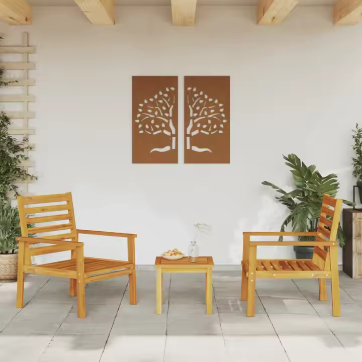 vidaXL Sillón de jardín 2 unidades madera maciza acacia 66,5x65x81 cm - 1