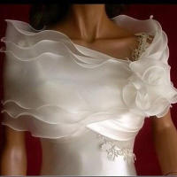 Nueva Capa De Boda Para Mujer Bolero Con Volantes Corta Roja Blanca Accesorios De Boda Económicos Tipo De Producto: Capas De Novia Material: Poliéster Nylon Técnica: Tejido a Trenzado Unidad De Medición: Pieza - details 1
