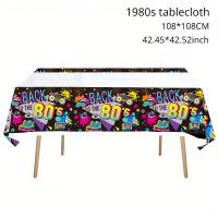 Mantel Decorativo De Fiestas De Los Años 80/90 Para Hombres Y Mujeres Cumpleaños Disco Mantel De Poliéster Y Algodón Máquina Lavable Reutilizable Estilo Jacquard - details 1