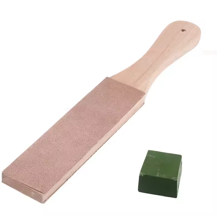 STONEGO Afilador De Cuchillos Con Mango De Madera Y Conjunto De Pulido De Cuero Para Navajas Y Navajas Doble Cara De Pulido - 1