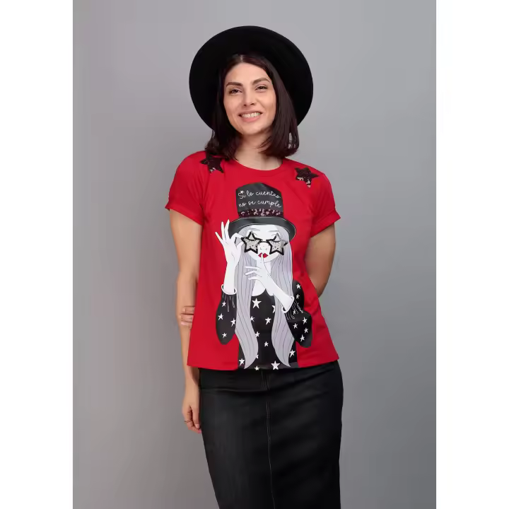 Keep&Trendy Marcas Mujer Ropa Camisetas y tops  Camiseta roja -Keep and Trendy- Chistera - 1