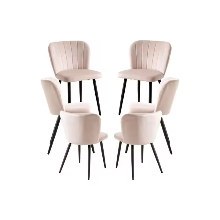 Pack 6 Sillas Luk Terciopelo - Beige - 1