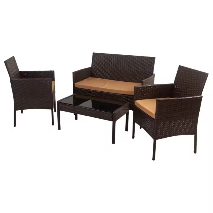 WANDERLUST DECO Conjunto de Muebles de Exterior | Rattan Sintético | Mesa de Cristal | Resistente y Elegante - 1
