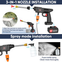 21V Cordless High Pressure Lithium Car Wash Water Gun 50-70Bar 30000mAh range 10m Jet Multi-Purpose Nozzle Car Yard Cleaner - details 5