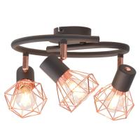 vidaXL Lámpara de Techo Estilo Industrial Negro y Cobre Luz Interior Cantidad de focos 2, 3, 4 y mas - details 1