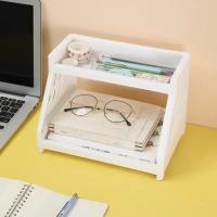 Organizador De Escritorio Blanco Con Dos Niveles Para Almacenamiento Y Exhibición De Suministros De Oficina Y Stationery - details 1