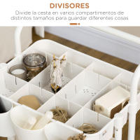 HOMCOM Carro Auxiliar con Ruedas Carrito de Almacenamiento de 3 Niveles con Asa 3 Cajas Colgantes y 4 Ganchos para Salón Comedor Cocina Baño 42x38x86,5 cm Blanco/Negro - details 5