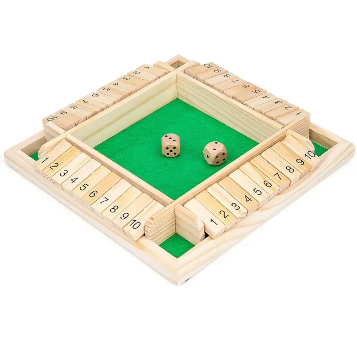 Juego de cerrar la caja, juego de cerrar la caja con 2 dados, juego de mesa de madera, juego de matemáticas con números para niños, adultos, 3, 4, 5, padres e hijos, fiesta - 1