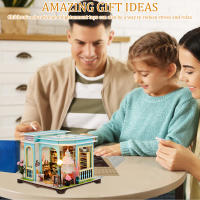 Kit De Casa Miniatura DIY Con Luz LED Y Muebles Modelo De Tienda De Costura En Miniatura Kit De Construcción De Madera - details 3