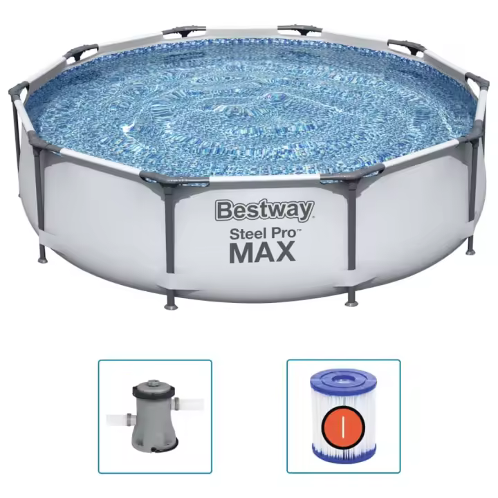 VidaXL Piscina desmontable Steel Pro Max Bestway 4678L gris Ø305 cm - 1