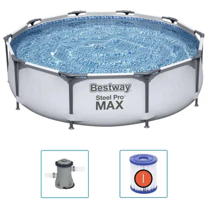 VidaXL Piscina desmontable Steel Pro Max Bestway 4678L gris Ø305 cm - 1