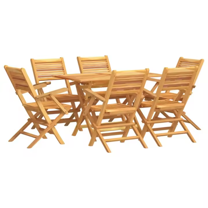 vidaXL Juego de comedor de jardín 7 piezas madera maciza de teca - 1