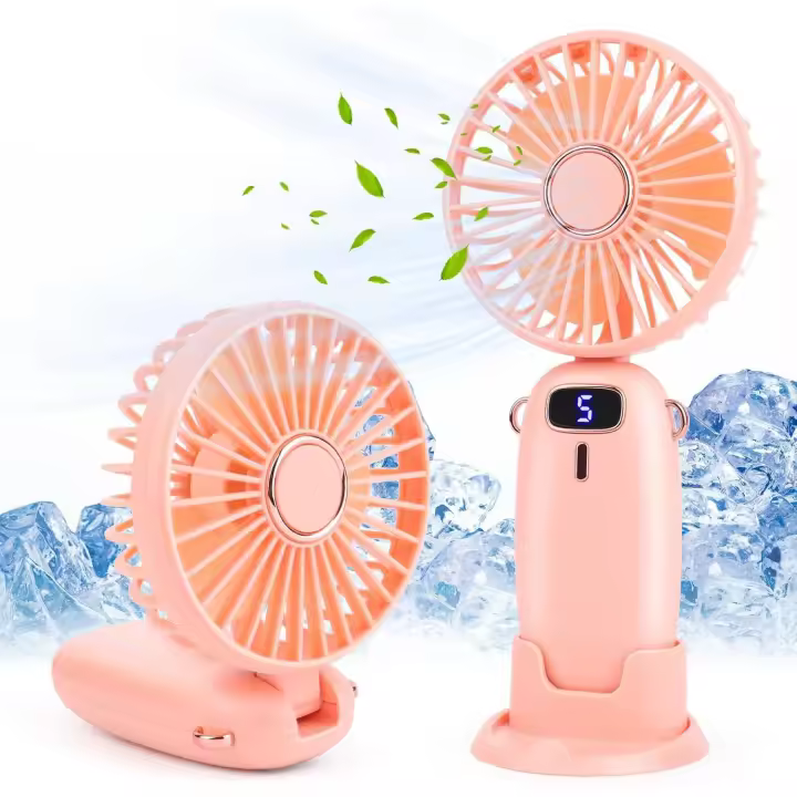 Mini Ventilador Portátil USB De Mano, 5 Velocidades Con Base, Para Oficina, Hogar, Viajes, Exterior - 1