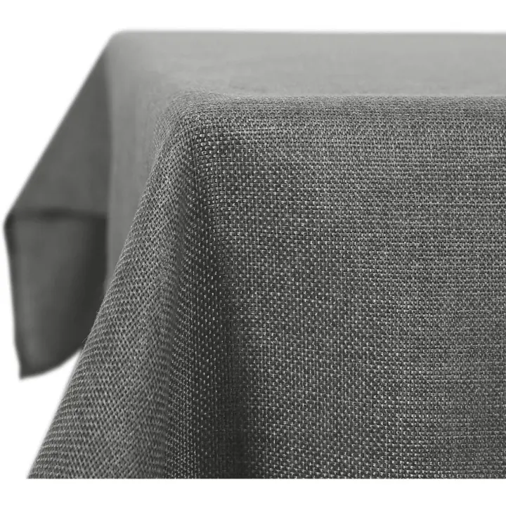Mantel de Comedor Impermeable Antimanchas Efecto Lino 130x220 cm Manteles Grises - 1