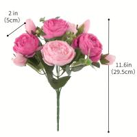 Ramo De Flores Artificiales Peonía De Seda Para Decoración De Casamiento Y Hogar Piezas Pequeñas Diseño De Bouquet Para Interior - details 0