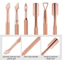 1/3pcs Doble Final De Acero Inoxidable Remover De Cutículas Para Pedicura Y Manicura Afilador De Uñas Y Cutículas Rosa Oro - details 5