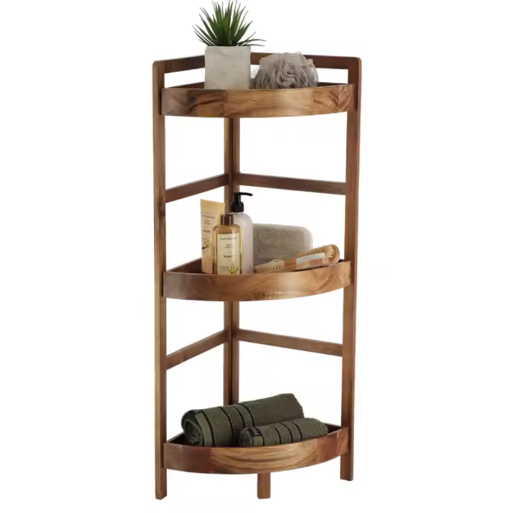 Baños Boutique Organizador de Ducha de Madera de acacia con 3 Niveles estanteria madera - 1