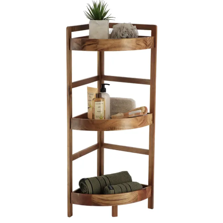 Baños Boutique Organizador de Ducha de Madera de acacia con 3 Niveles estanteria madera - 1